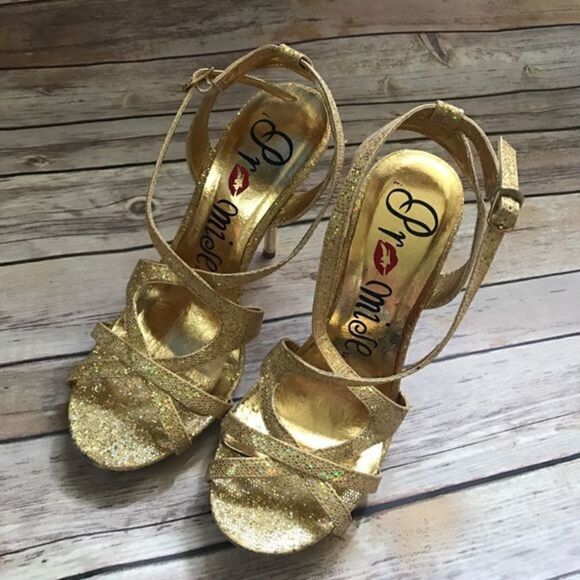Promise Gold Strappy Heels - Picture 2 of 7